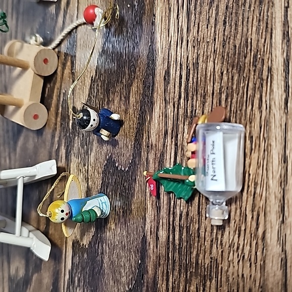 Wooden bundle Christmas ornaments Hallmark chair bird deer tiny rocking horse - Picture 2 of 16